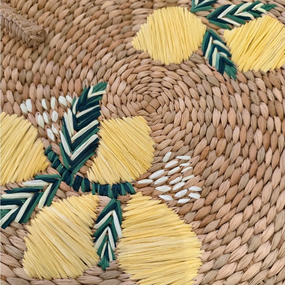 J. Jill Straw Woven Tote with Yellow and Green Embroidery - Picture 3 of 4